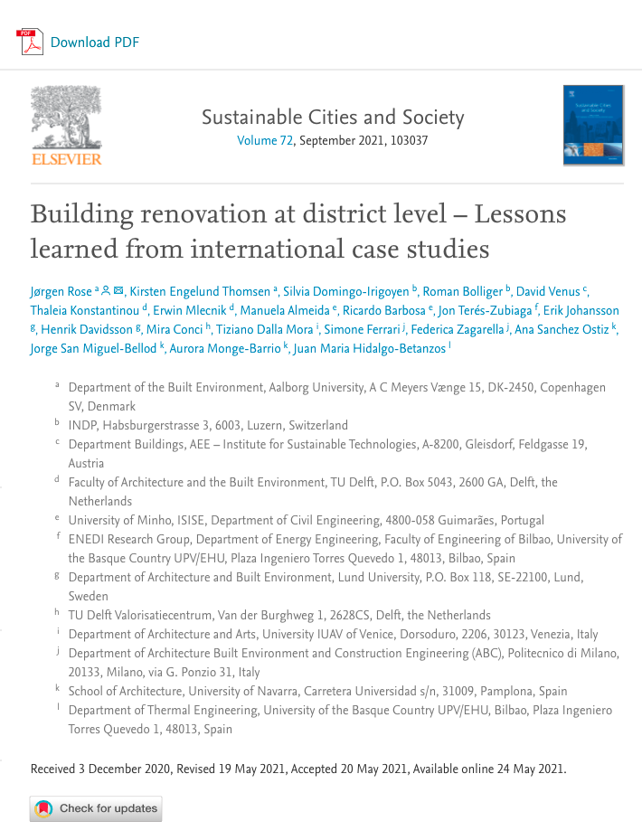 Building renovation at district level – Lessons learned from international case studies